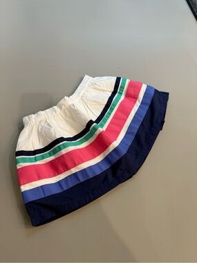 Gymboree White Skirt with Navy, Pink, Blue & Green Stripes